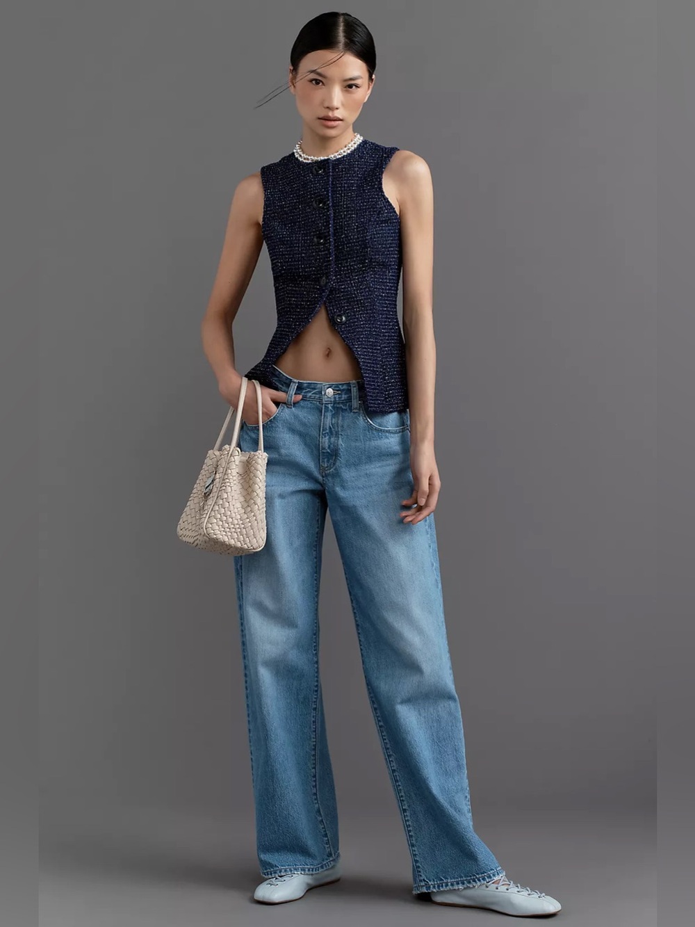 Anthropologie Maeve Tweed Button-Front Vest